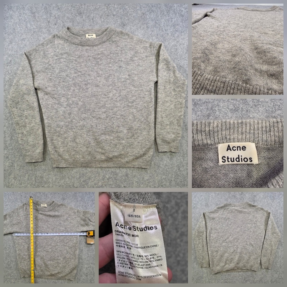 Acne Studios Sweater Womens Small Gray Mohair Wool‎ Dramatic Moh Pullover Knit